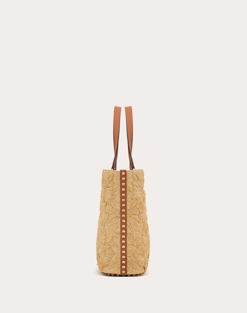 Red Valentino BORSA SHOPPING ROCKSTUD IN RAFIA INTRECCIATA In Vendita