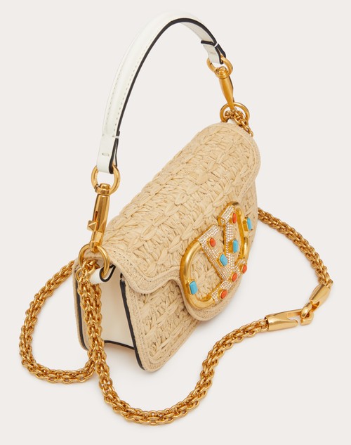 Red Valentino BORSA PICCOLA A SPALLA VALENTINO GARAVANI LOCÒ IN RAFIA CON LOGO GIOIELLO Novità