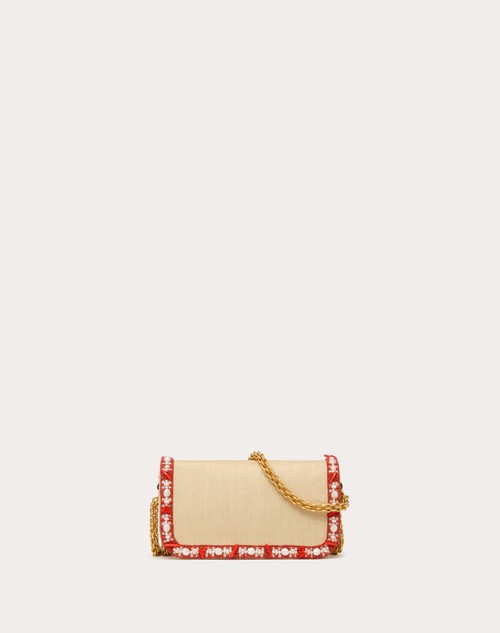 Red Valentino BORSA PICCOLA A SPALLA VALENTINO GARAVANI LOCÒ IN RAFIA CON PROFILO RICAMATO Presa