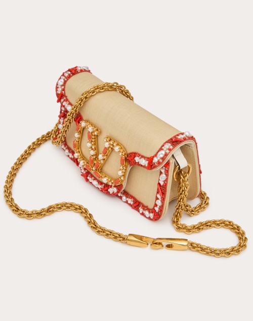 Red Valentino BORSA PICCOLA A SPALLA VALENTINO GARAVANI LOCÒ IN RAFIA CON PROFILO RICAMATO Presa