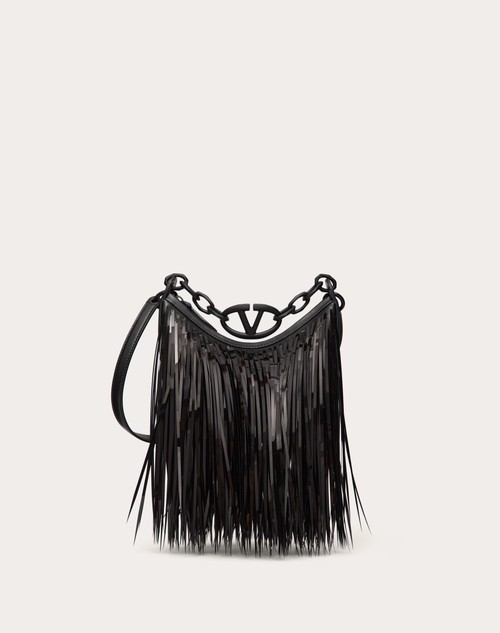 Red Valentino MINI HOBO VLOGO MOON BAG CON FRANGE DI PAILLETTES