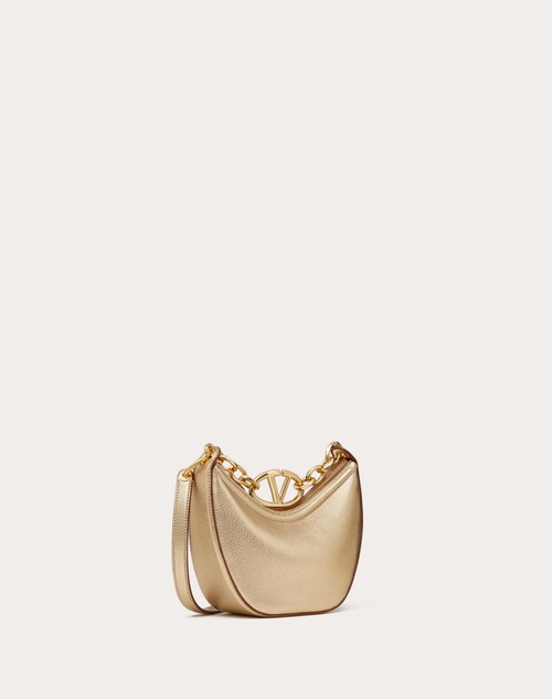 Red Valentino MINI HOBO VLOGO MOON BAG IN VITELLO GRANATO METALLIZZATO CON CATENA Qualità