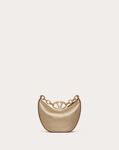 Red Valentino MINI HOBO VLOGO MOON BAG IN VITELLO GRANATO METALLIZZATO CON CATENA Qualità