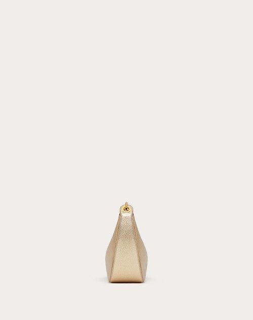 Red Valentino MINI HOBO VLOGO MOON BAG IN VITELLO GRANATO METALLIZZATO CON CATENA Qualità