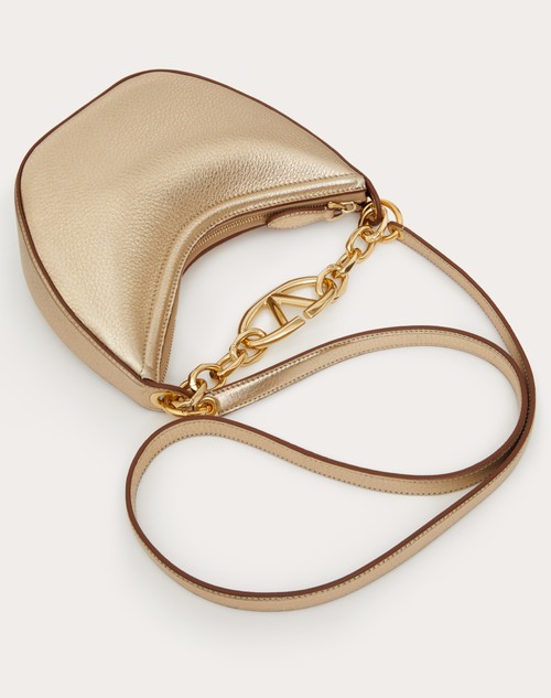 Red Valentino MINI HOBO VLOGO MOON BAG IN VITELLO GRANATO METALLIZZATO CON CATENA Qualità