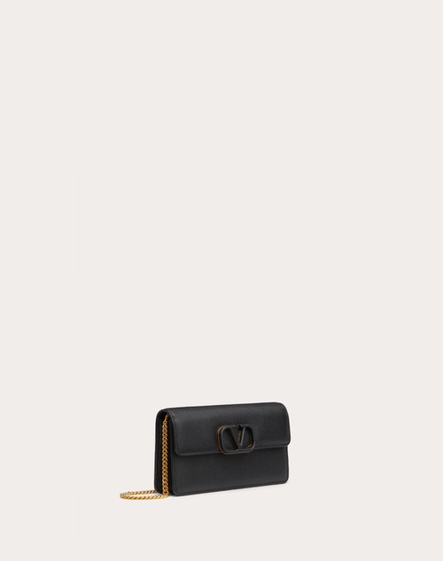 Red Valentino PORTAFOGLIO CON CATENA VLOGO SIGNATURE IN VITELLO GRANATO Saldi Di Fabbrica