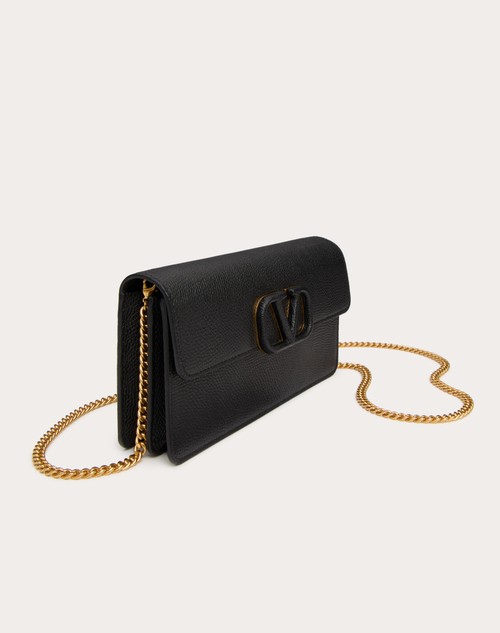 Red Valentino PORTAFOGLIO CON CATENA VLOGO SIGNATURE IN VITELLO GRANATO Saldi Di Fabbrica
