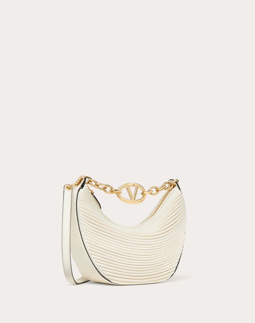 Red Valentino HOBO PICCOLA VLOGO MOON BAG IN NAPPA LAVORATA CON CATENA Soddisfazione Garantita
