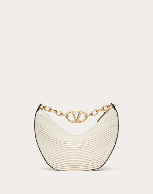 Red Valentino HOBO PICCOLA VLOGO MOON BAG IN NAPPA LAVORATA CON CATENA Soddisfazione Garantita