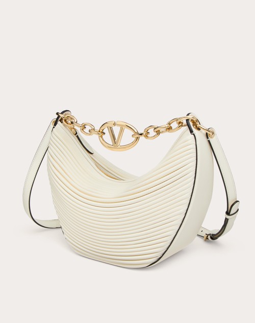 Red Valentino HOBO PICCOLA VLOGO MOON BAG IN NAPPA LAVORATA CON CATENA Soddisfazione Garantita
