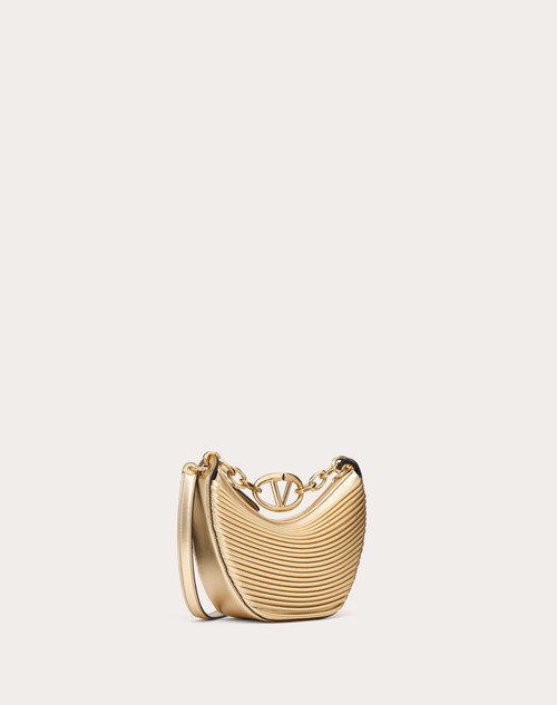 Red Valentino MINI HOBO VLOGO MOON BAG IN NAPPA LAVORATA METALLIZZATA CON CATENA Qualità Garantita