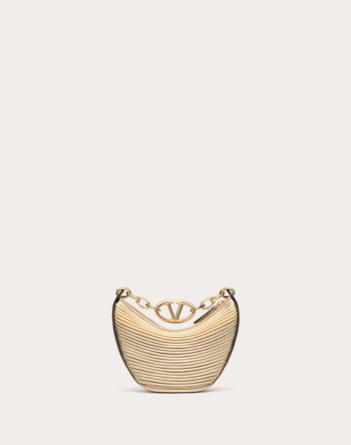 Red Valentino MINI HOBO VLOGO MOON BAG IN NAPPA LAVORATA METALLIZZATA CON CATENA Qualità Garantita