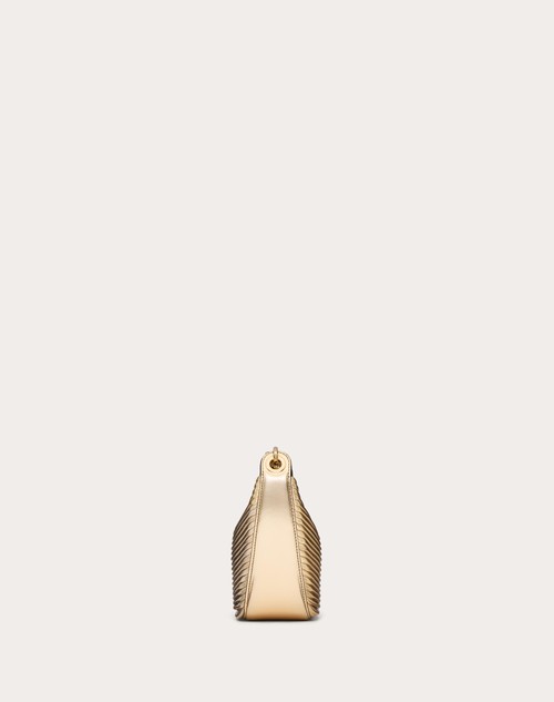 Red Valentino MINI HOBO VLOGO MOON BAG IN NAPPA LAVORATA METALLIZZATA CON CATENA Qualità Garantita