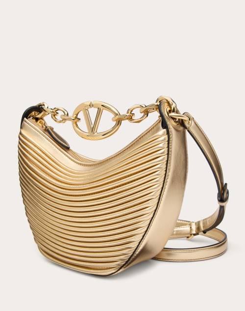 Red Valentino MINI HOBO VLOGO MOON BAG IN NAPPA LAVORATA METALLIZZATA CON CATENA Qualità Garantita