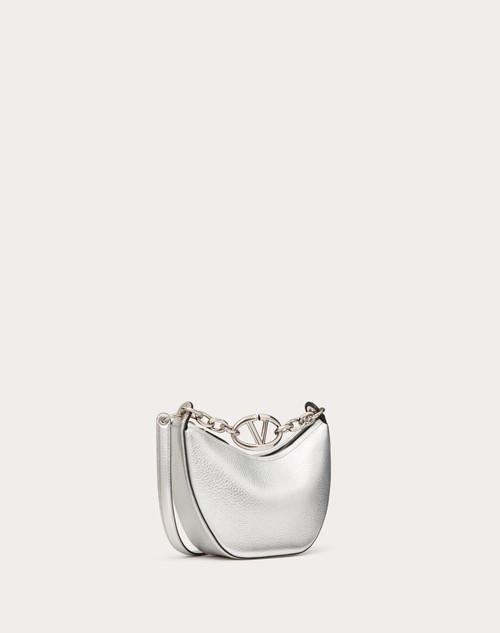 Red Valentino MINI HOBO VLOGO MOON BAG IN VITELLO GRANATO METALLIZZATO CON CATENA Negozi Online