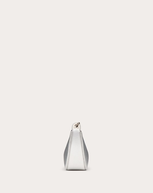 Red Valentino MINI HOBO VLOGO MOON BAG IN VITELLO GRANATO METALLIZZATO CON CATENA Negozi Online