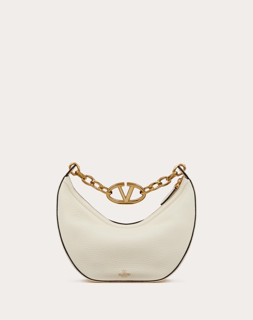 Red Valentino HOBO PICCOLA VLOGO MOON BAG IN VITELLO GRANATO CON CATENA Promozione Limitata