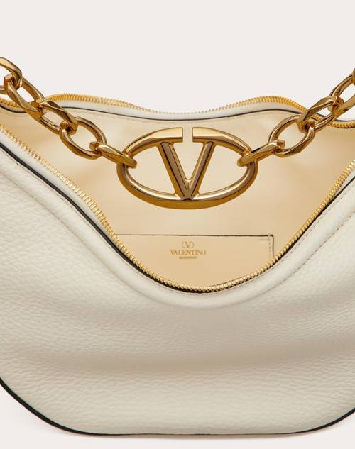 Red Valentino HOBO PICCOLA VLOGO MOON BAG IN VITELLO GRANATO CON CATENA Shopping Online
