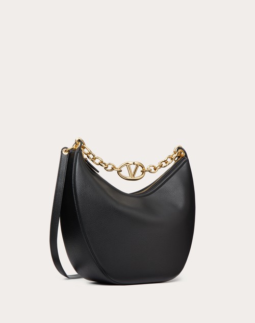 Red Valentino HOBO MEDIA VLOGO MOON BAG IN VITELLO GRANATO CON CATENA Convenienza