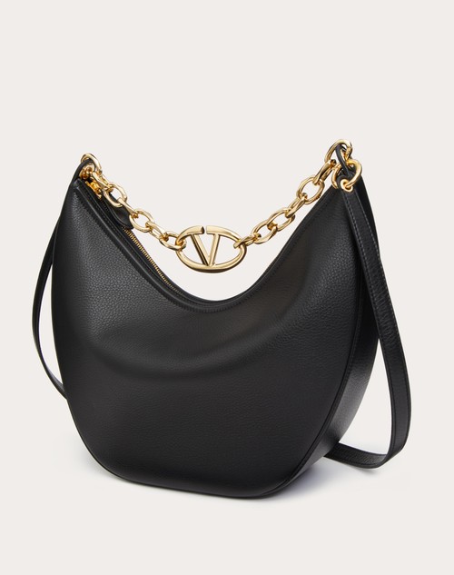 Red Valentino HOBO MEDIA VLOGO MOON BAG IN VITELLO GRANATO CON CATENA Convenienza