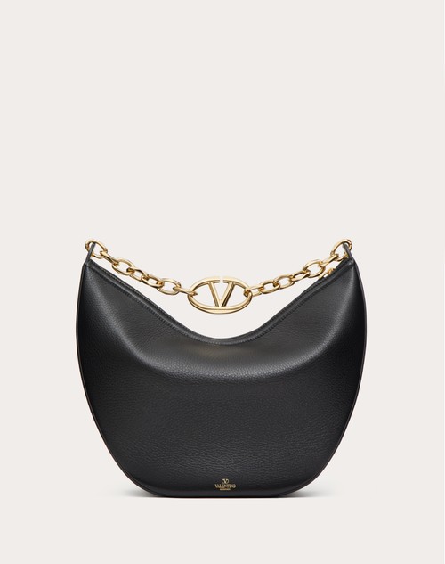 Red Valentino HOBO MEDIA VLOGO MOON BAG IN VITELLO GRANATO CON CATENA Novità