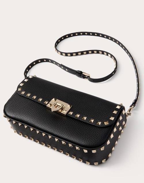 Red Valentino BORSA A TRACOLLA VALENTINO GARAVANI ROCKSTUD IN VITELLO GRANATO Nuova