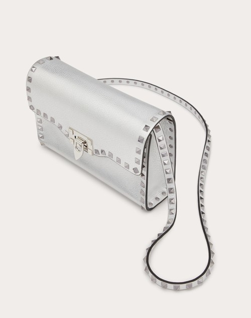 Red Valentino BORSA PICCOLA A TRACOLLA ROCKSTUD IN VITELLO GRANATO METALLIZZATO Italia