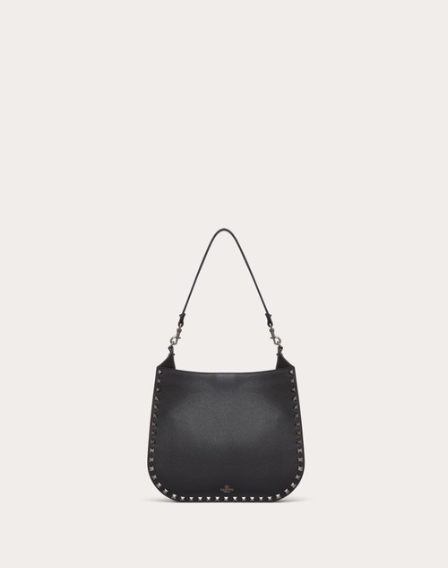 Red Valentino BORSA HOBO VALENTINO GARAVANI ROCKSTUD IN VITELLO GRANATO Spedizione Gratuita