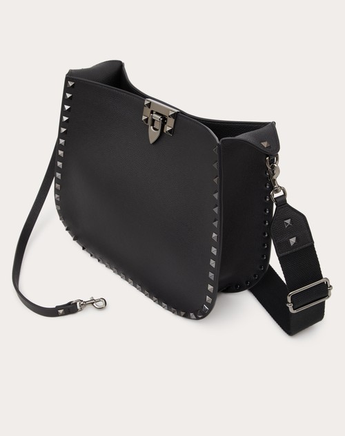 Red Valentino BORSA HOBO VALENTINO GARAVANI ROCKSTUD IN VITELLO GRANATO Spedizione Gratuita