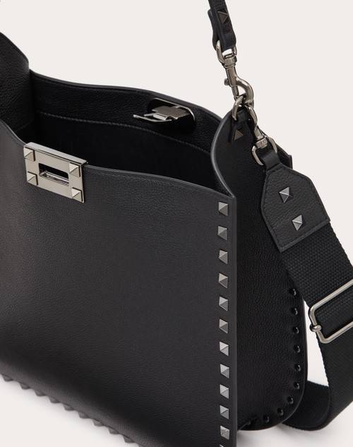 Red Valentino BORSA HOBO VALENTINO GARAVANI ROCKSTUD IN VITELLO GRANATO Spedizione Gratuita