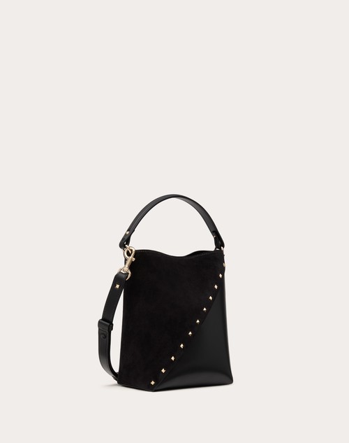 Red Valentino BORSA A SECCHIELLO VALENTINO GARAVANI VALENTINO GARAVANI ROCKSTUD WISPY IN VITELLO E CAMOSCIO Consegna Veloce
