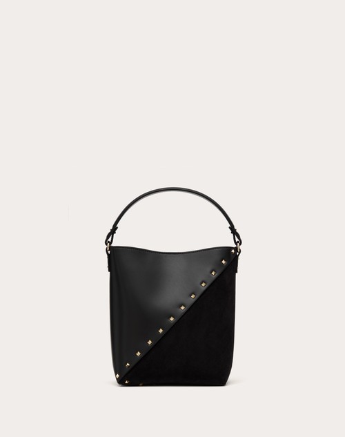 Red Valentino BORSA A SECCHIELLO VALENTINO GARAVANI VALENTINO GARAVANI ROCKSTUD WISPY IN VITELLO E CAMOSCIO Consegna Veloce
