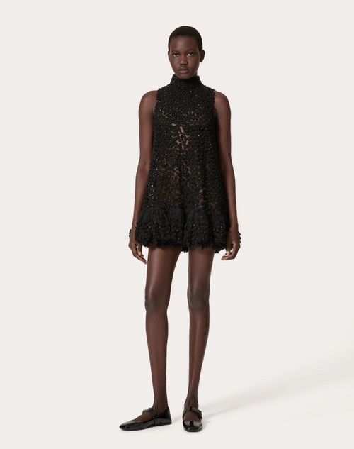 Red Valentino ABITO CORTO IN TULLE ILLUSIONE RICAMATO Spedizione Gratuita