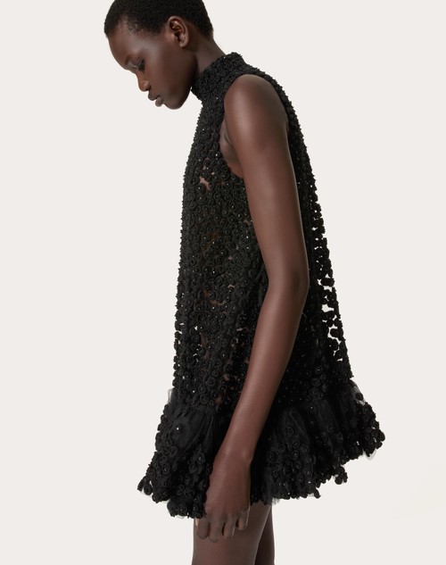 Red Valentino ABITO CORTO IN TULLE ILLUSIONE RICAMATO Spedizione Gratuita