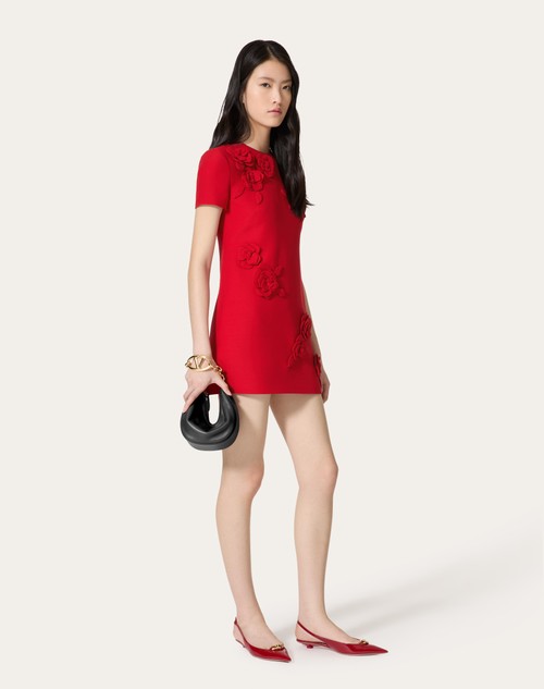 Red Valentino ABITO CORTO IN CREPE COUTURE RICAMATO Promozione Limitata