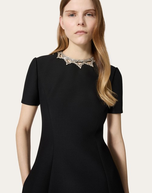 Red Valentino ABITO CORTO IN CREPE COUTURE RICAMATO Sottocosto