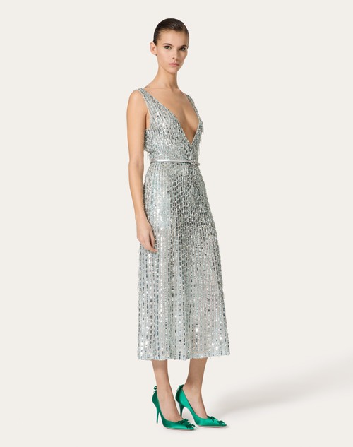Red Valentino ABITO MIDI IN ORGANZA RICAMATO Presa