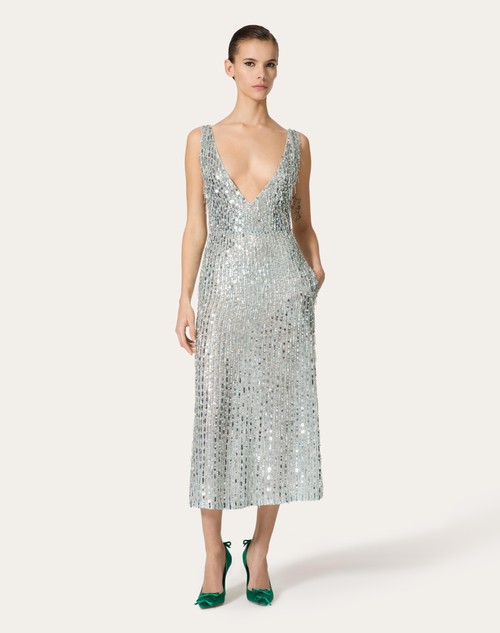 Red Valentino ABITO MIDI IN ORGANZA RICAMATO Presa