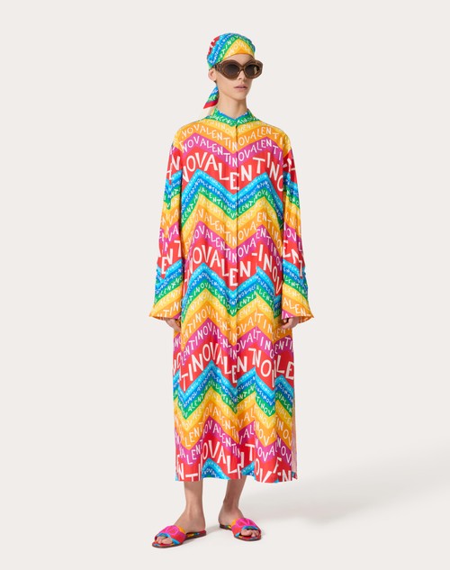 Red Valentino ABITO MIDI IN POPELINE VALENTINO CHEVRON24 In Vendita