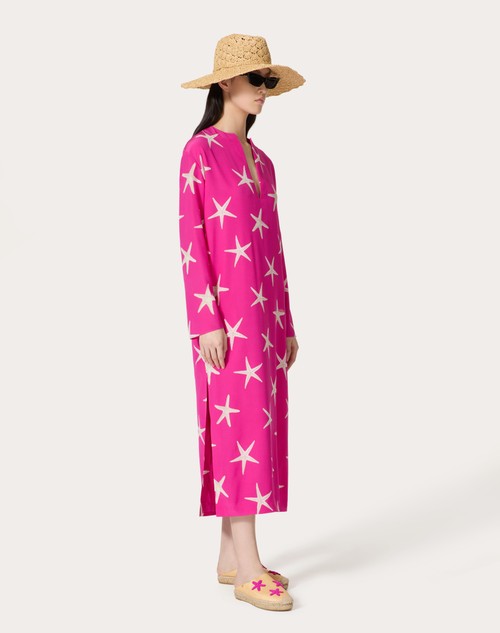 Red Valentino ABITO MIDI IN CREPE DE CHINE STARFISH Saldi Di Fabbrica