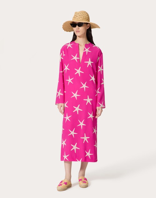 Red Valentino ABITO MIDI IN CREPE DE CHINE STARFISH Saldi Di Fabbrica