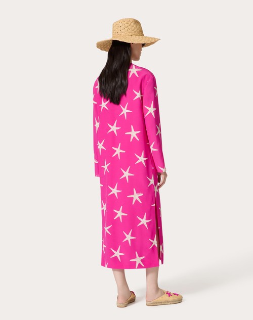 Red Valentino ABITO MIDI IN CREPE DE CHINE STARFISH Saldi Di Fabbrica