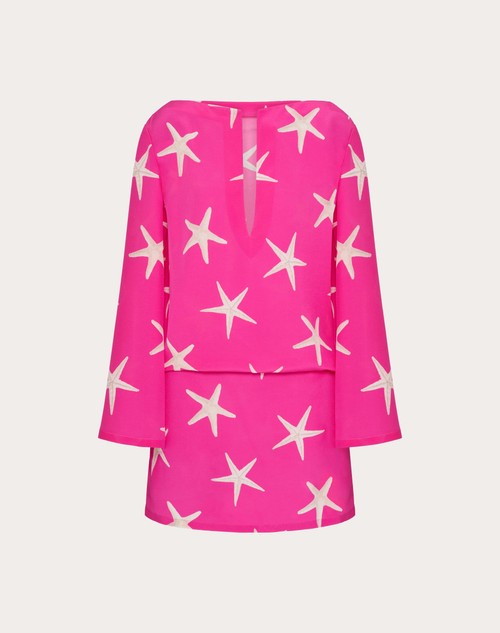 Red Valentino ABITO CORTO IN CREPE DE CHINE STARFISH