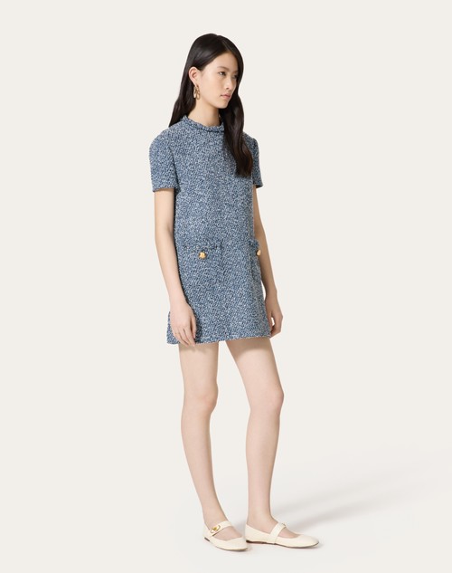 Red Valentino ABITO CORTO IN DENIM TEXTURED TWEED Moda