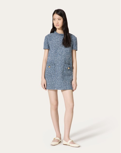Red Valentino ABITO CORTO IN DENIM TEXTURED TWEED Moda