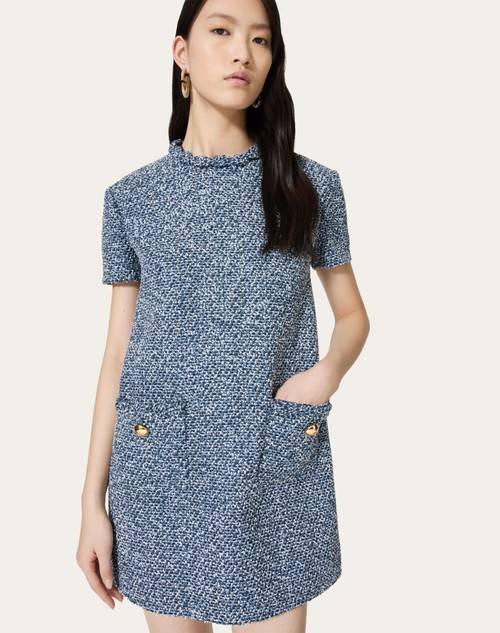 Red Valentino ABITO CORTO IN DENIM TEXTURED TWEED Moda