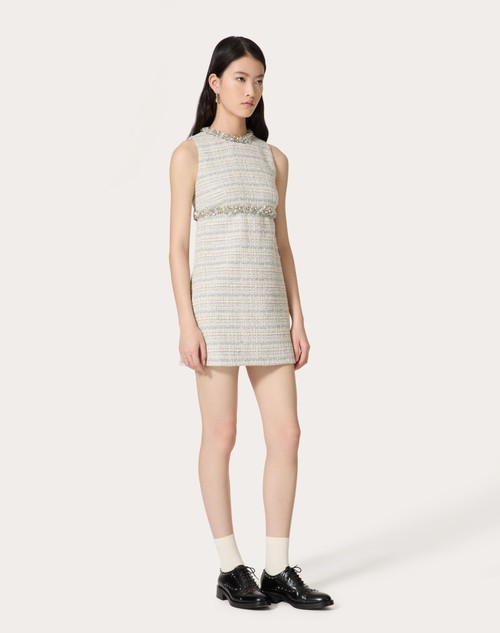 Red Valentino ABITO CORTO IN DELICATE TWEED RICAMATO Spedizione Gratuita