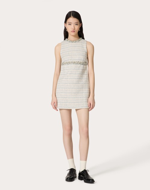 Red Valentino ABITO CORTO IN DELICATE TWEED RICAMATO Spedizione Gratuita