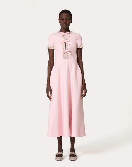 Red Valentino ABITO MIDI IN CREPE COUTURE RICAMATO Soddisfazione Garantita