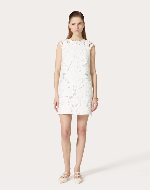 Red Valentino ABITO CORTO IN LIGHT DOUBLE SPLITTABLE GABARDINE RICAMATO Sostegno trimestrale